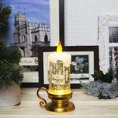 Luazon Lighting Свеча золотая, 15х7х7 см, от батареек, пламя моргает, RGB