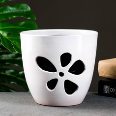 Фигурное кашпо Резное белое, набор 2 шт. 2,6л / 1,4л Кунгурская керамика