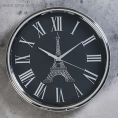 Часы настенные, : Интерьер, Париж, плавный ход, d=34 см, 1 АА No Brand