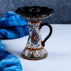 Подсвечник Риштанская керамика Самарканд, 13 см Шафран
