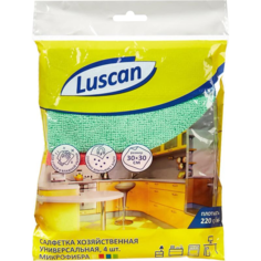 Салфетки хозяйственные Luscan микрофибра 30х30 см 220 г/кв.м 4 штуки в упаковке, 957396