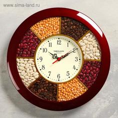 Часы настенные, : Кухня, Специи, бордовый обод, 29х29 см Troika