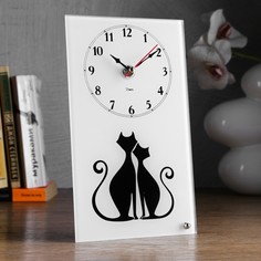 Часы настольные Коты, плавный ход, 22 х 13 см Рубин