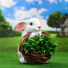 Фигурное кашпо Зайчик с корзиной 34х26х30см Хорошие сувениры