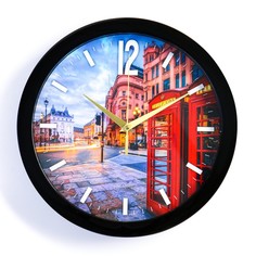 Часы настенные, : Город, Вечерний Лондон, плавный ход, d=28 см Solomon