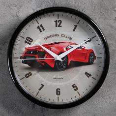 Часы настенные Гоночный автомобиль, d=22.5 см, красный Troika