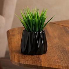 Кашпо Оригами, черное, керамика, 0.25 л