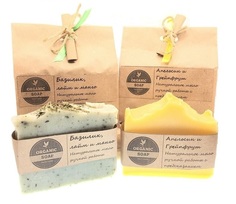 Мыло ручной работы Organic Soap Набор из 2-х Базилик, лайм и манго; Апельсин и Грейпфрут