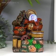 Фонтан настольный от сети, подсветка Слоны и китайская монета 20,5х14х11 см No Brand