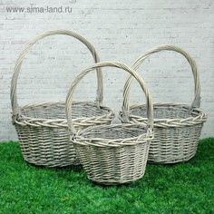 Набор корзин Косичка, 3 шт, 40×17/45 см, 32×16/40 см, 26×16/37 см, ива No Brand