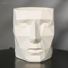 Кашпо полигональное Голова, цвет белый, 16 × 20 см No Brand