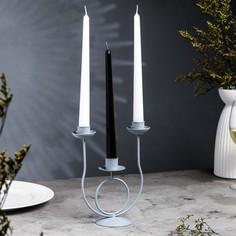 Подсвечник металл на 3 свечи Трио, 18х17 см, серый Омский Свечной