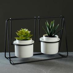 Набор кашпо на подставке Качели черн 16,5*12,5*8см Take It Easy