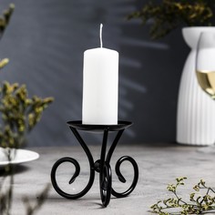 Подсвечник металл на 1 свечу Весел Н, 7,6х9,5 см, черный Омский Свечной