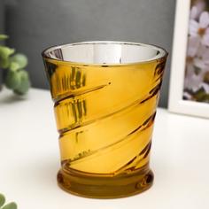 Подсвечник стекло на 1 свечу Спираль золото 10,5х9,5х9,5 см No Brand