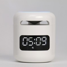 Часы настольные электронные, белая индикация, с колонкой, 8.5 х 7.5 х 7.5 см No Brand