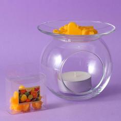 Стеклянный подсвечник с наполнителем Цитрусовое удовольствие, ароматизатор, 16х16 см No Brand