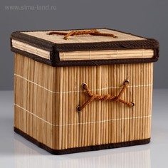 Короб для хранения, с крышкой, складной, 20×20×20 см, бамбук No Brand