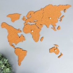 Панно-наклейка настенное пробка Карта мира набор 40х70 см No Brand