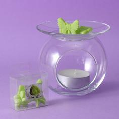 Стеклянный подсвечник с наполнителем Лайм, ароматизатор, 16х16 см No Brand