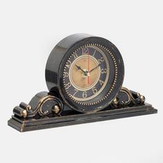 Часы настольные Классика, плавный ход, 26 х 14 см, черные Рубин