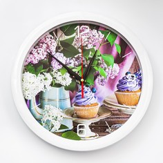 Часы настенные, : Кухня, Сиреневое настроение, плавный ход, d=28 см Solomon