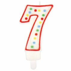 Свеча-цифра для торта Золотая сказка 7 двусторонняя с конфетти, 8,5 см, держатель, 591400