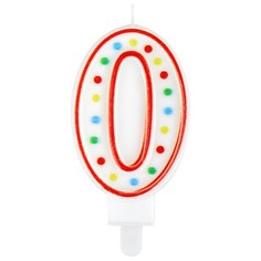 Свеча-цифра для торта Золотая сказка цифра 0 двусторонняя с конфетти, 8,5 см, 591393