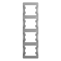 Рамка Schneider Glossa СУ, 4-местная, алюминий, вертикальная, GSL000308