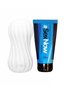 Набор мастурбатор нереалистичный белый 8 см и интимная гель смазка SexNow Classic 50 мл