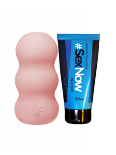 Набор мастурбатор нереалистичный розовый 8 см и интимная гель смазка SexNow Classic 50 мл