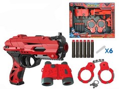 Набор Бластер с софт патронами-1(бинокль.наручники.6 патронов.в коробке) (Арт. 1771709) Рыжий кот