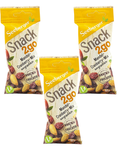 Смесь Seeberger обжаренных ядер миндаля и мягкой клюквы с сахаром, 50 гр x 3