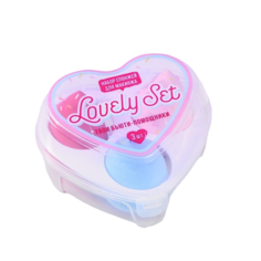 Набор спонжей для макияжа в контейнере-сердце Lovely set, 3 штуки Beauty Fox