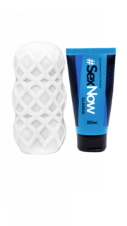 Набор мастурбатор нереалистичный белый 8 см и интимная гель смазка SexNow Classic 50 мл