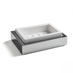 Мыльница настольная 3SC SK 3.0, композит Solid Surface, цвет: белый/хром SK01ASL.BO No Brand