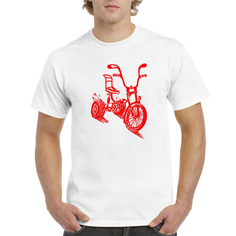 Футболка унисекс coolpodarok Иллюстрация. Красный велосипед белая 44 RU