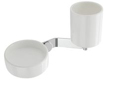Настенные керамические мыльница + стакан Stil Haus Buket, цвет хром - белая керамика BK14(