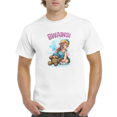 Футболка унисекс coolpodarok BWAINS кукла с медведем белая 50 RU