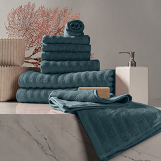 ESTIA ТОРЛЕЙ морской К-т полотенец 30х50-4/50х80-2/70х130-2, 100% хлопок, 500 г/м2