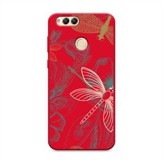 Матовый силиконовый чехол "Тени стрекоз" на Honor 7X Awog