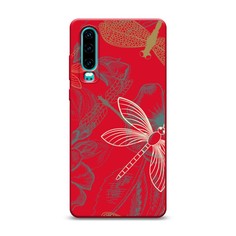 Матовый силиконовый чехол "Тени стрекоз" на Huawei P30 Awog