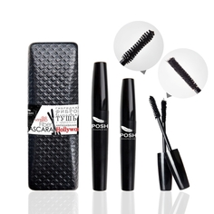 Тушь Posh Hollywood двойная, фибро-волосковая, с эффектом наращивания, черный, 20 г