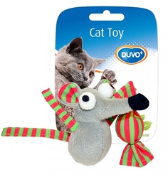 Игрушка для кошек мягкая с кошачьей мятой DUVO+ Мышка с конфетой, серая, 7.5х7х3.5см
