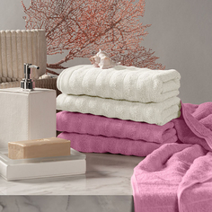 ESTIA ТОРЛЕЙ экрю/роз К-т полотенец 50х80-2/50х80-2, 100% хлопок, 500 г/м2