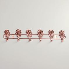 Вешалка настенная Доляна «Розы», 6 крючков, 34×4×9 см, цвет золото