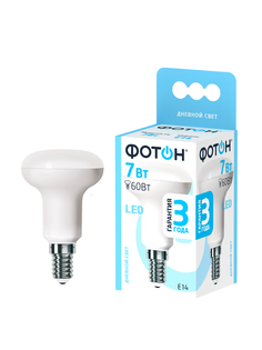 Лампочка светодиодная ФОТОН LED R50 7W E14 4000К для дома, для гостиной комнаты