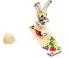 Богородская игрушка Заяц барабанщик Русские народные игрушки