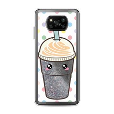 Жидкий чехол с блестками "Милый стакан" на Xiaomi Poco X3 Pro Awog