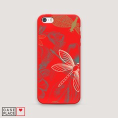 Матовый силиконовый чехол "Тени стрекоз" на Apple iPhone 5 Awog